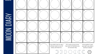 A grid with sapce to place an image of the Moon every night over the course of a month